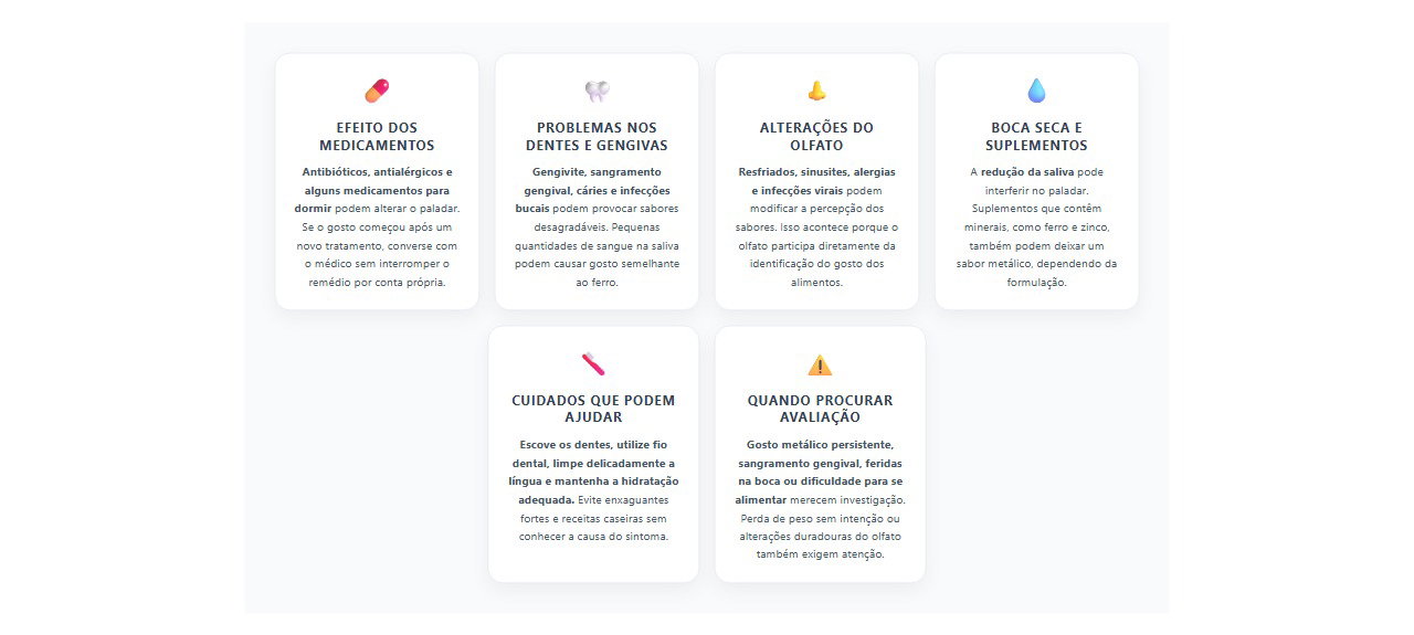 Gosto metálico na boca: 6 causas e cuidados para descobrir o que está alterando o paladar