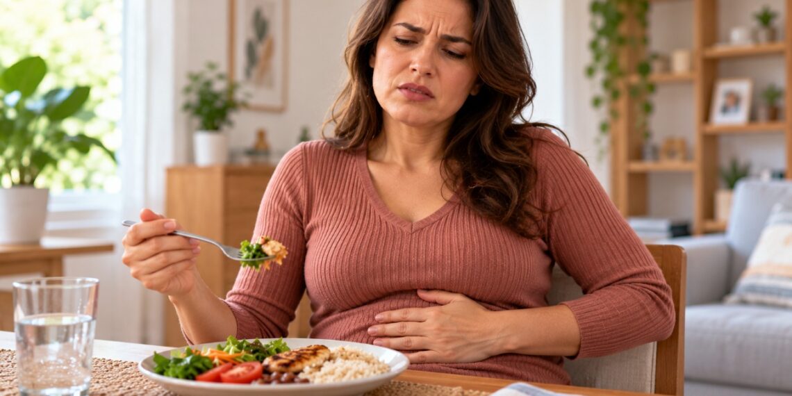 Comer rapidamente pode aumentar a quantidade de ar engolido e favorecer a sensação de barriga estufada após as refeições.