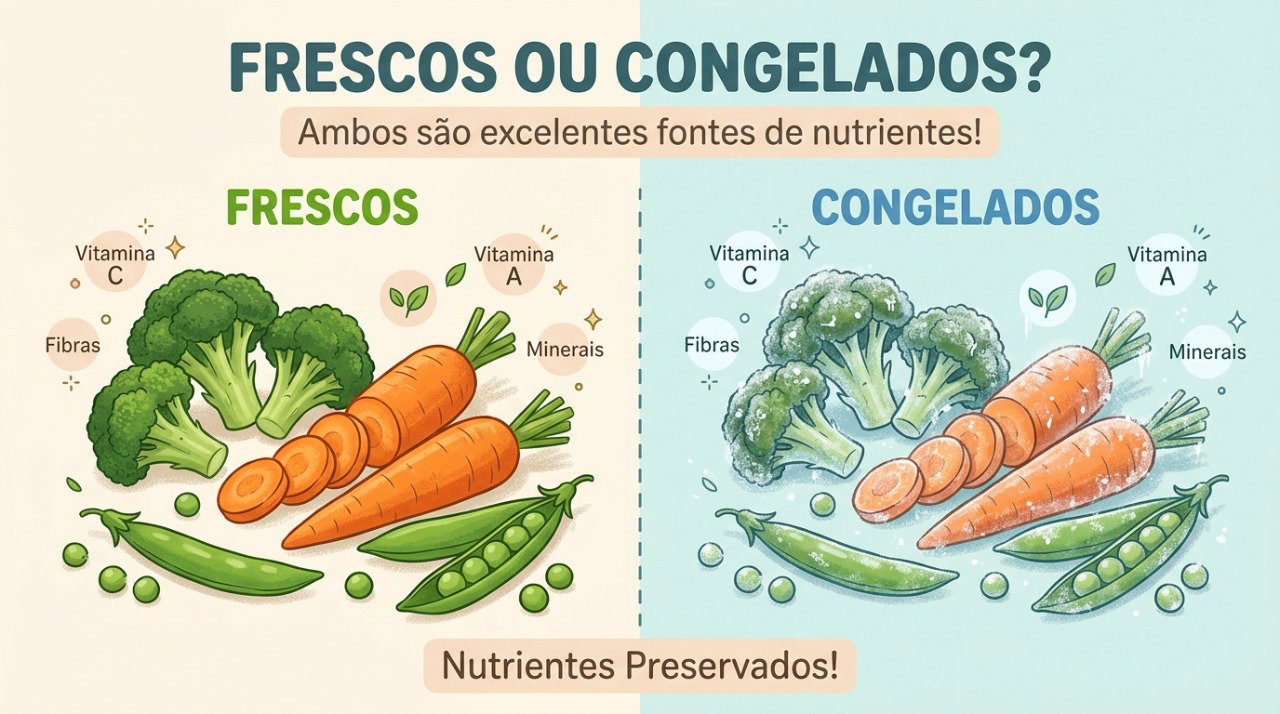 O congelamento preserva boa parte dos nutrientes dos legumes, embora algumas vitaminas possam diminuir durante o processamento.