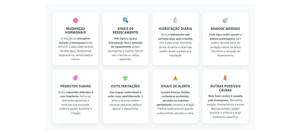 Coceira na pele na menopausa: 8 sinais e cuidados para aliviar o ressecamento