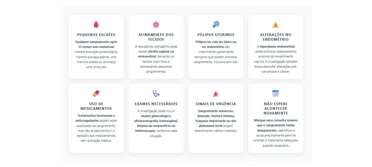 Sangramento após a menopausa: 8 sinais, causas e exames que merecem atenção