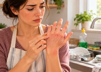 O contato frequente com água e detergente pode provocar ressecamento, irritação e rachaduras nas mãos.