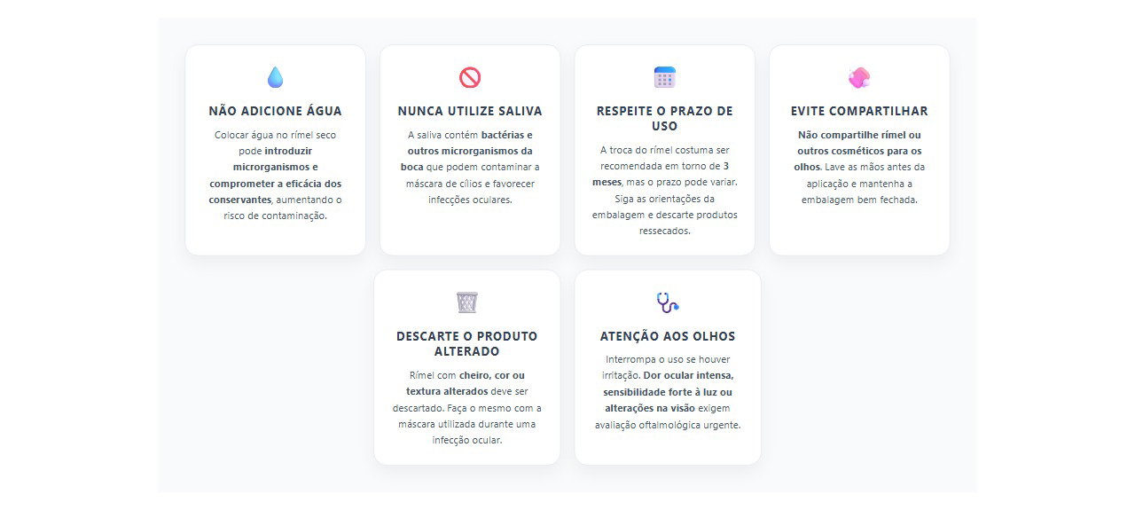 Rímel seco: 6 cuidados essenciais para evitar contaminação e proteger os olhos