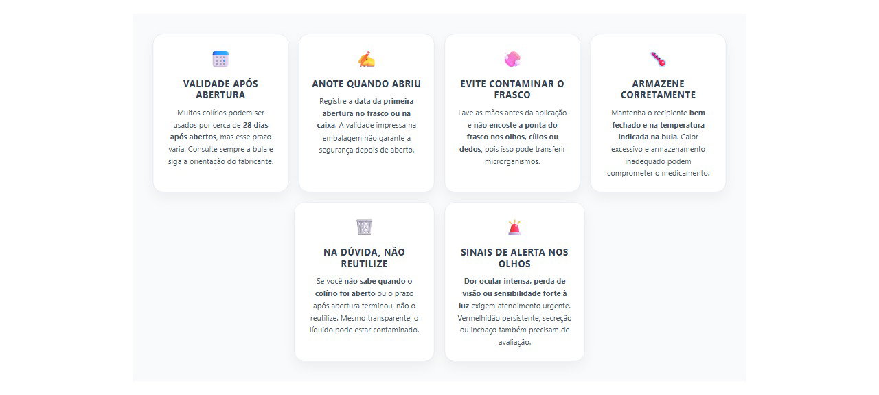 Colírio aberto há muito tempo: 6 cuidados para evitar contaminação e proteger os olhos