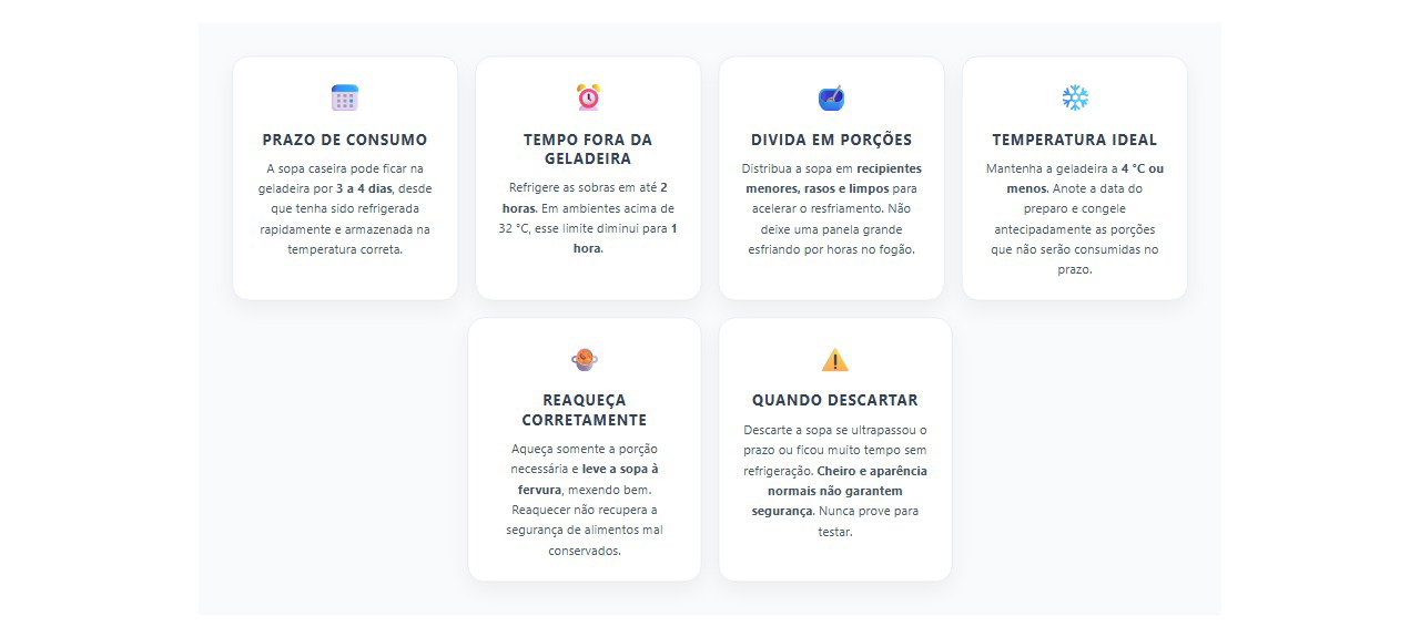 Sopa caseira na geladeira: 6 cuidados para evitar intoxicação alimentar