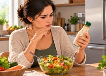 Molhos prontos para salada podem conter quantidades variadas de sódio, tornando importante observar o rótulo e a porção utilizada.