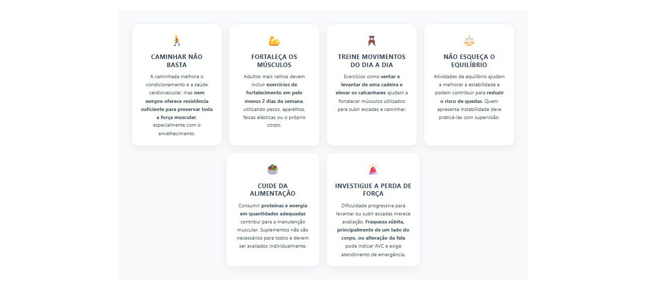 Caminha todos os dias, mas perde força? 6 cuidados para preservar os músculos e a autonomia