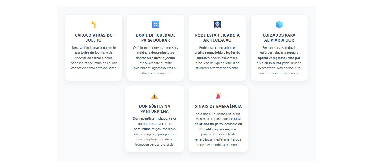 Caroço atrás do joelho: 6 sinais e cuidados importantes sobre o cisto de Baker