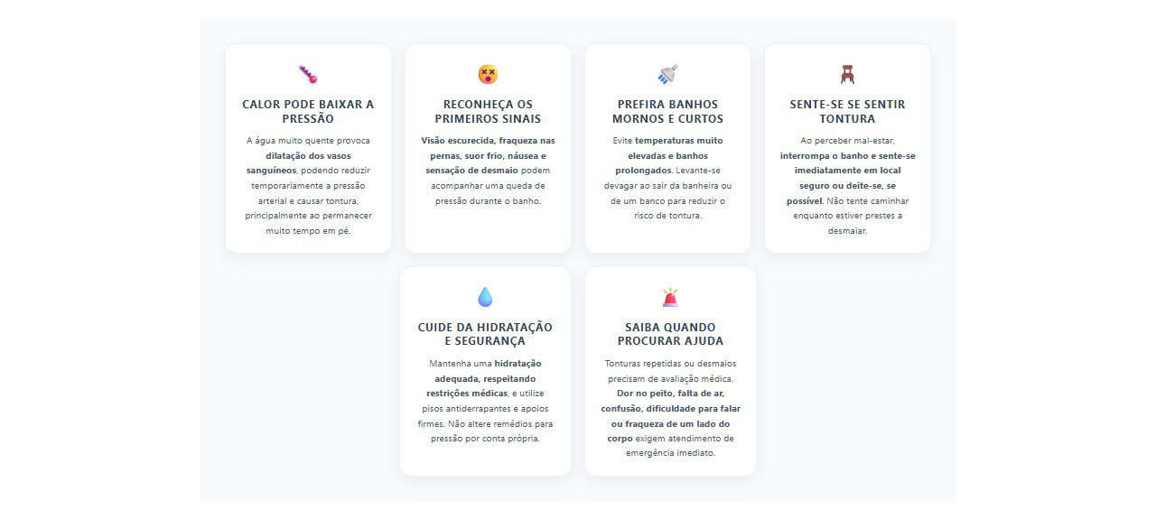 Tontura no banho quente: 6 sinais e cuidados para evitar quedas de pressão