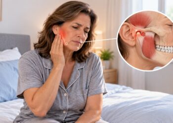 Acordar com dor na mandíbula pode estar relacionado ao bruxismo, caracterizado pelo apertamento ou ranger dos dentes durante o sono.