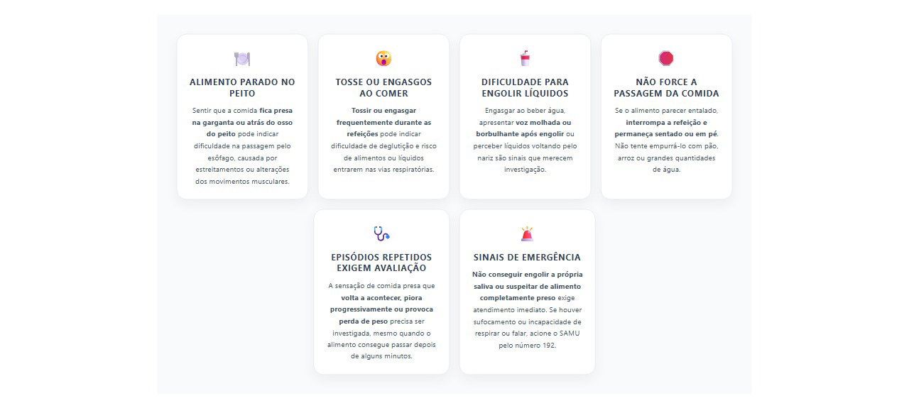 Comida presa ao engolir: 6 sinais de disfagia e quando procurar atendimento