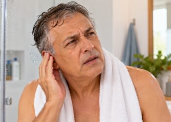O ouvido abafado depois do banho pode acontecer quando a água fica retida ou entra em contato com a cera acumulada.