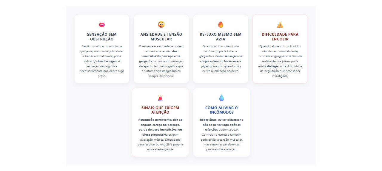Bolo na garganta: 6 sinais para diferenciar causas comuns de problemas mais sérios