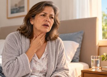 Acordar com a voz rouca pode estar relacionado à irritação das cordas vocais causada pelo refluxo durante a noite.
