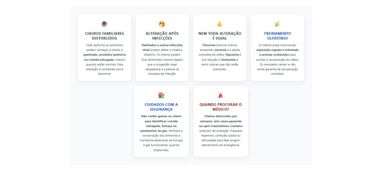 Cheiros estranhos de repente: 6 sinais e cuidados para entender a parosmia