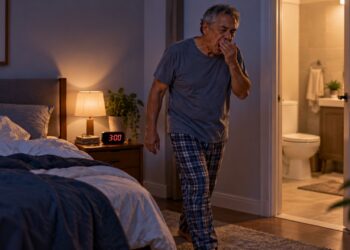 Acordar várias vezes para urinar durante a noite, especialmente quando existe ronco intenso, pode estar relacionado à apneia do sono.