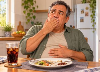 Arrotar muito depois das refeições pode estar relacionado ao ar engolido durante a alimentação rápida e ao consumo de bebidas com gás.