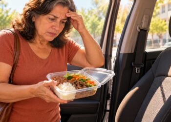 Deixar sobras de comida dentro de um carro quente pode favorecer a multiplicação de bactérias e comprometer a segurança da refeição.