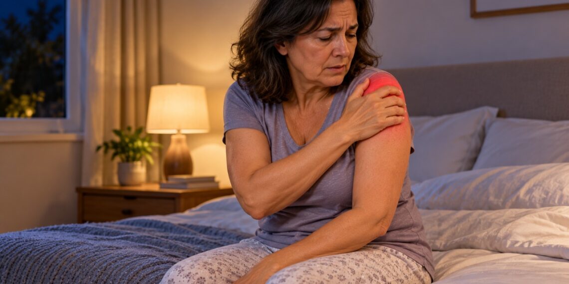 Dor no ombro durante a noite, acompanhada de rigidez e dificuldade para levantar o braço, pode indicar capsulite adesiva.