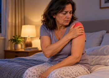 Dor no ombro durante a noite, acompanhada de rigidez e dificuldade para levantar o braço, pode indicar capsulite adesiva.