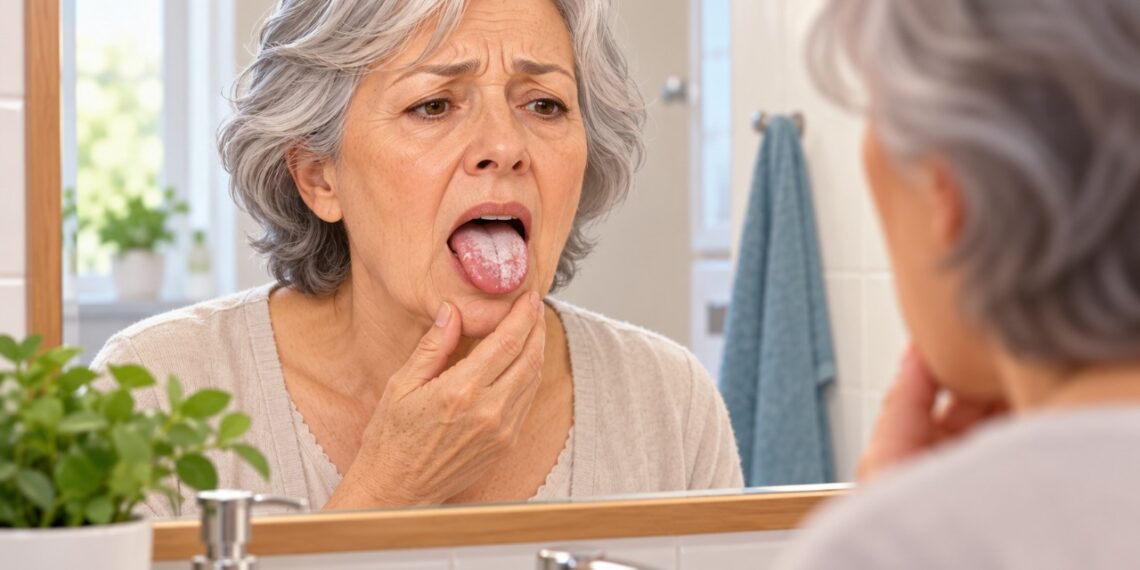 Placas brancas na língua e dentro da boca podem indicar candidíase oral, especialmente quando acompanhadas de ardor e irritação.