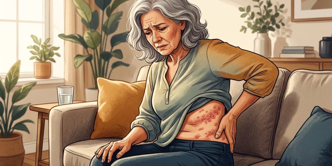 Pele queimando de um lado do corpo pode ser um dos primeiros sinais de herpes-zóster, mesmo antes do aparecimento das bolhas.