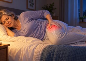 Dor no quadril ao dormir de lado pode ocorrer pela pressão do corpo sobre tendões e bursas sensíveis na região lateral da articulação.