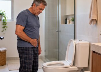 Demora para começar a urinar e jato fraco podem estar relacionados ao aumento benigno da próstata, especialmente após os 50 anos.