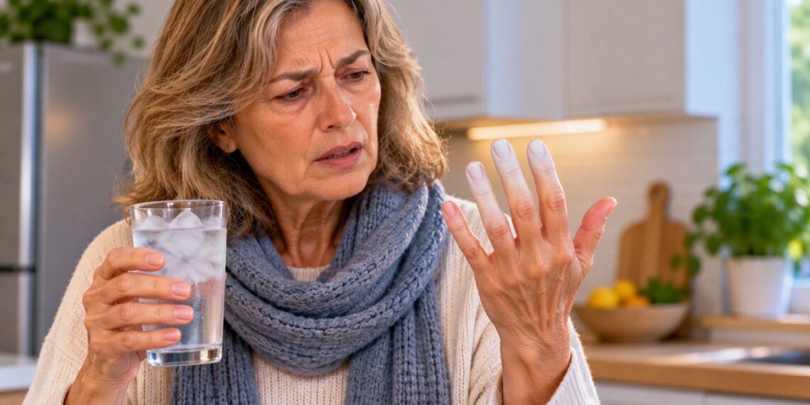 Dedos que ficam brancos ao entrar em contato com o frio podem indicar o fenômeno de Raynaud, que altera temporariamente a circulação.