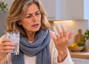 Dedos que ficam brancos ao entrar em contato com o frio podem indicar o fenômeno de Raynaud, que altera temporariamente a circulação.