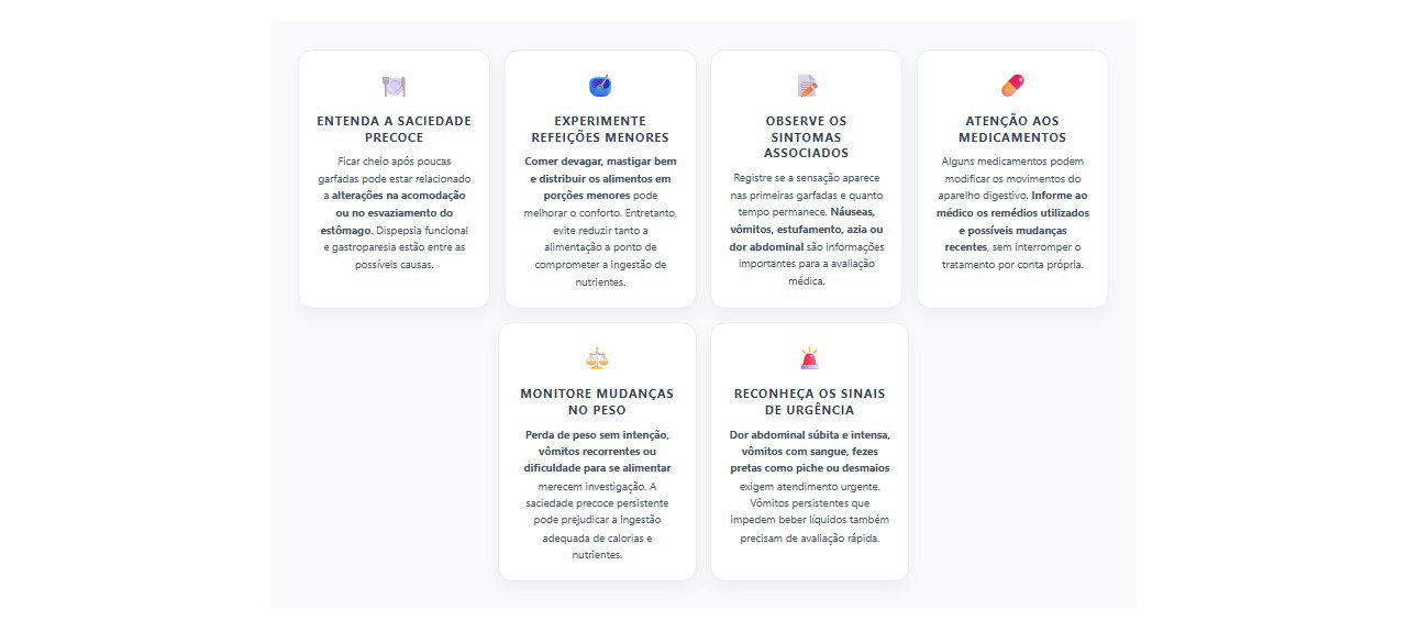 Estômago cheio após poucas garfadas: 6 cuidados e sinais de alerta da saciedade precoce