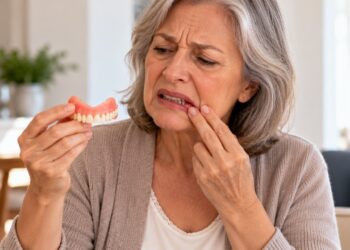 Uma dentadura mal ajustada pode pressionar a gengiva, provocar feridas e dificultar a mastigação.