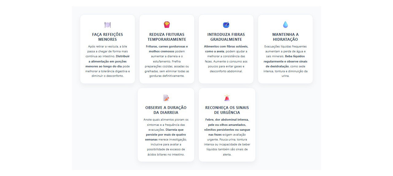 Diarreia após retirar a vesícula: 6 cuidados para melhorar a digestão e reconhecer sinais de alerta