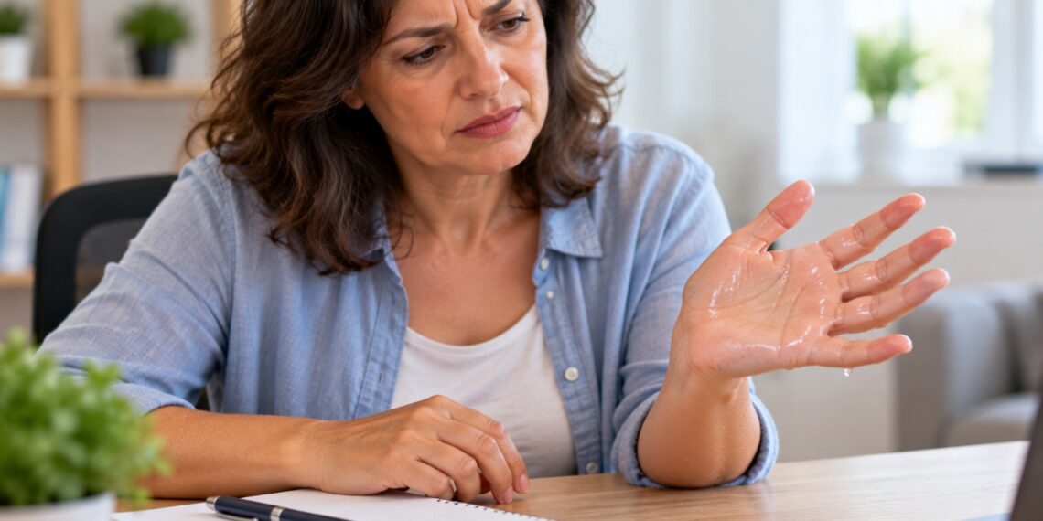 Mãos suadas mesmo sem calor podem indicar hiperidrose palmar, condição que provoca transpiração excessiva e pode dificultar atividades diárias.