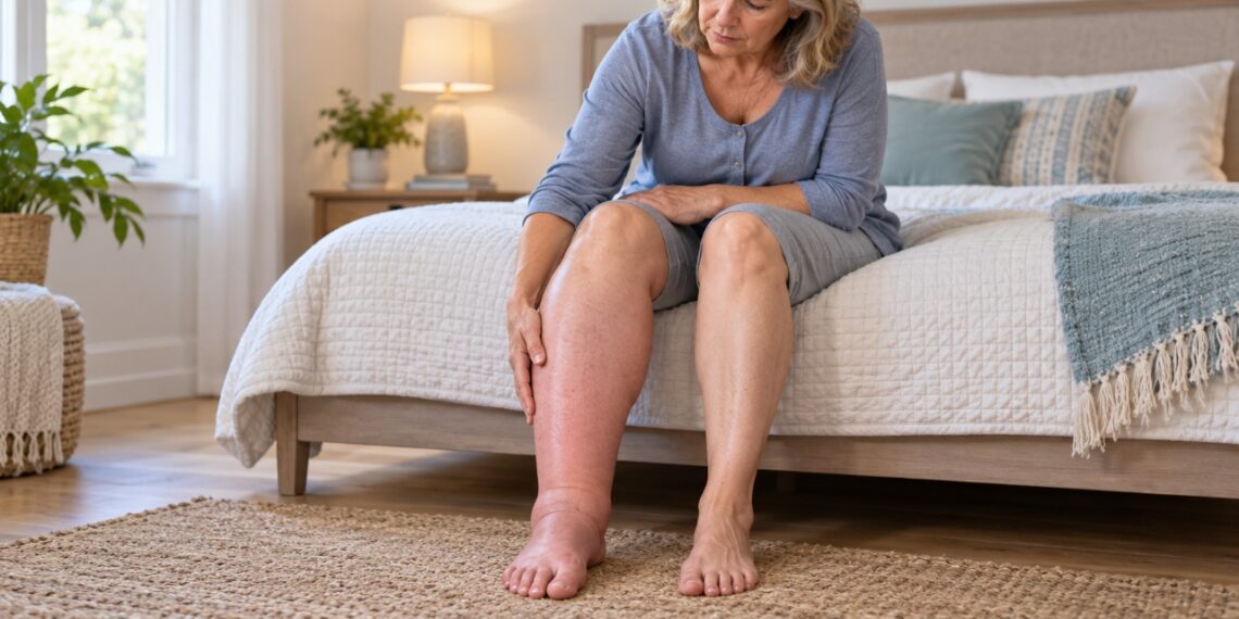 O inchaço repentino em apenas uma perna, especialmente acompanhado de dor ou calor, pode ser um sinal de trombose venosa profunda.