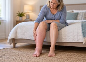 O inchaço repentino em apenas uma perna, especialmente acompanhado de dor ou calor, pode ser um sinal de trombose venosa profunda.