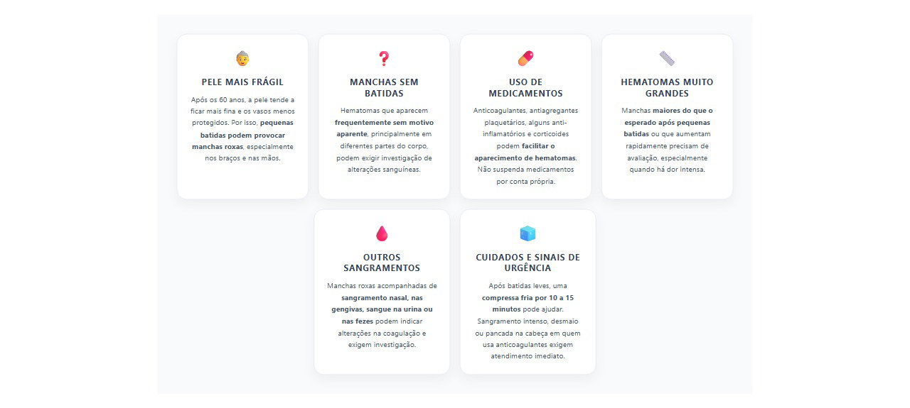 6 sinais de que manchas roxas depois dos 60 anos merecem atenção