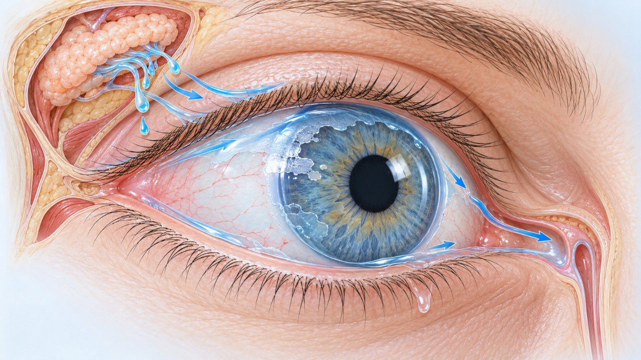 A instabilidade do filme lacrimal pode irritar a superfície ocular e estimular a produção excessiva de lágrimas, mesmo em casos de olho seco.