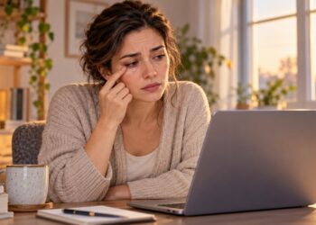 O tremor da pálpebra pode surgir após períodos de cansaço, estresse ou sono insuficiente e geralmente desaparece espontaneamente.