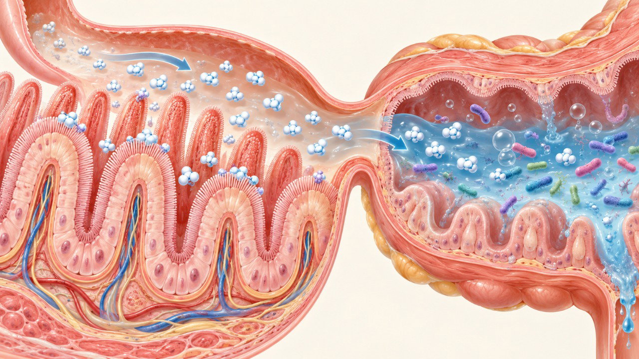 Na intolerância à lactose, a digestão incompleta do açúcar do leite favorece a fermentação intestinal, os gases e a diarreia.