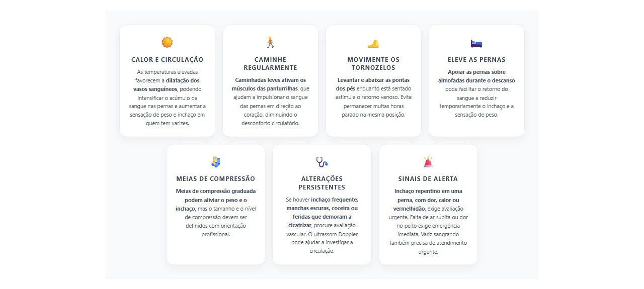 Pernas pesadas no calor: 7 cuidados para aliviar as varizes e reconhecer sinais de alerta
