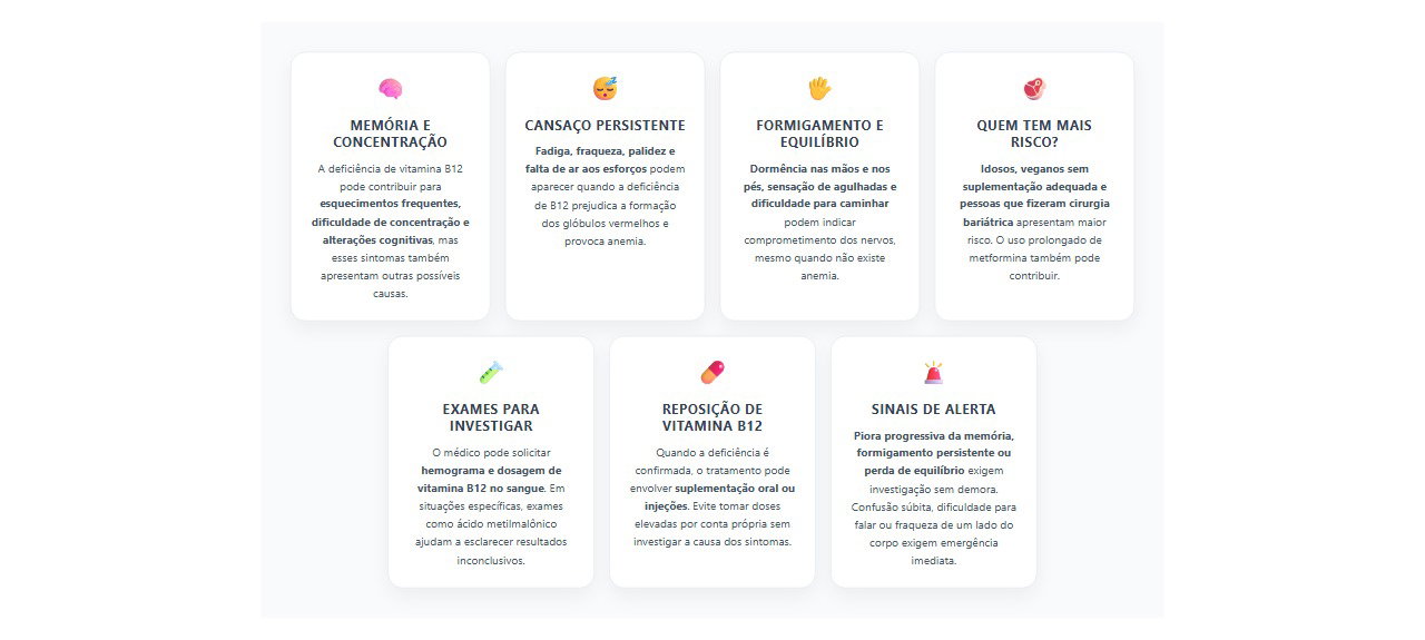 Esquecimento e cansaço: 7 sinais de falta de vitamina B12 que merecem atenção