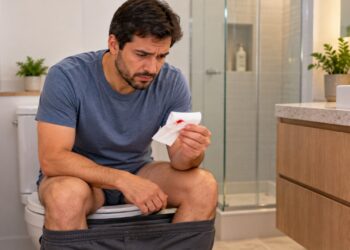 Sangue vermelho vivo no papel higiênico após evacuar pode estar relacionado a fissuras anais ou hemorroidas, mas precisa de avaliação.