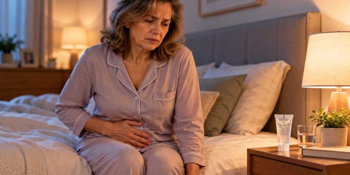 A redução da lubrificação vaginal após a menopausa pode provocar dor e ardência durante as relações sexuais.