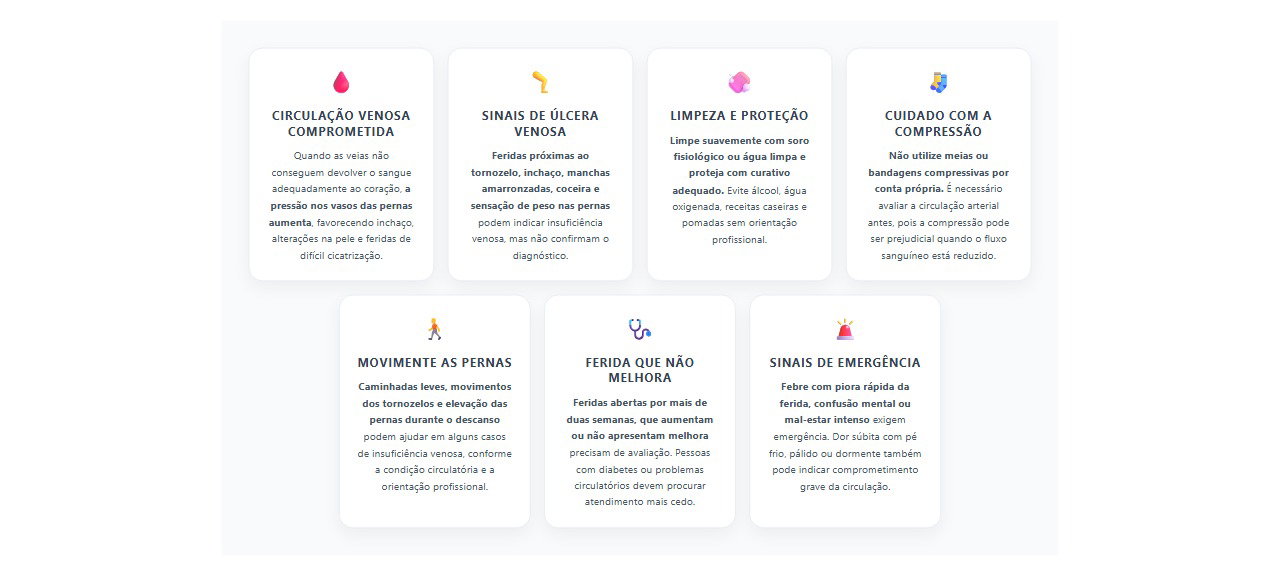 Ferida na perna que não cicatriza: 7 sinais de má circulação e cuidados essenciais