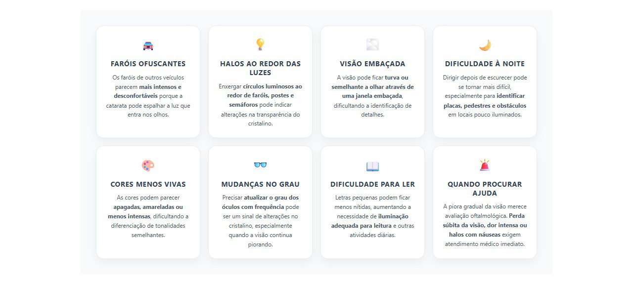 8 sinais de catarata que podem dificultar a visão e a direção à noite