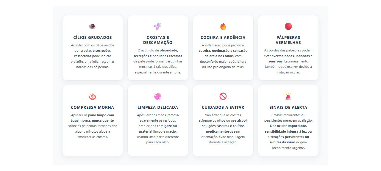 Cílios grudados ao acordar: 8 sinais e cuidados importantes para a blefarite