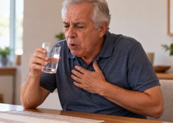 Engasgar com água frequentemente pode indicar disfagia, uma alteração da deglutição que merece avaliação médica.