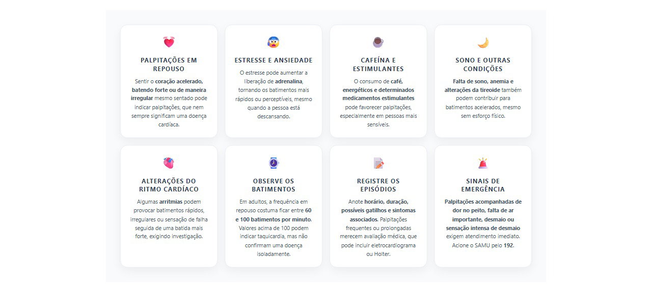 Coração acelerado em repouso: 8 causas, sinais e cuidados que merecem atenção