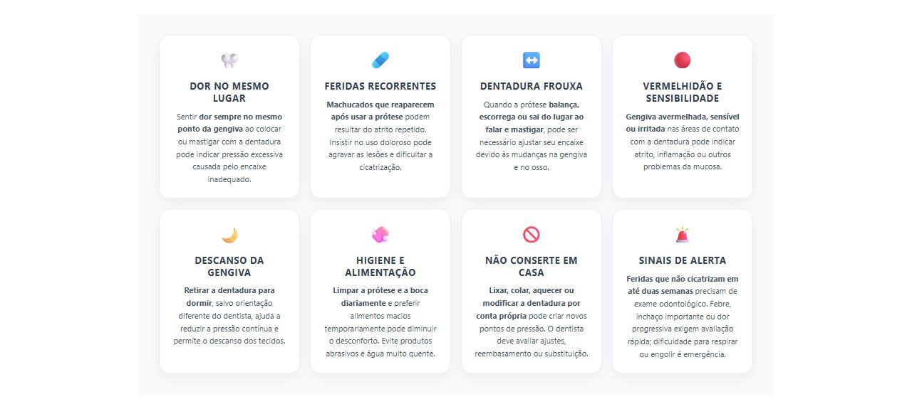 Dentadura machucando a gengiva: 8 sinais de alerta e cuidados para evitar feridas